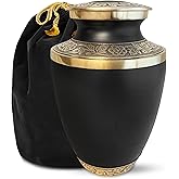 Everlight Memorials Classic Matte Black Urn for Ashes Adult Male or Female – Large Cremation Urns for Human Ashes – Memorial Funeral Urn for Men & Women, Home Display, or Burial