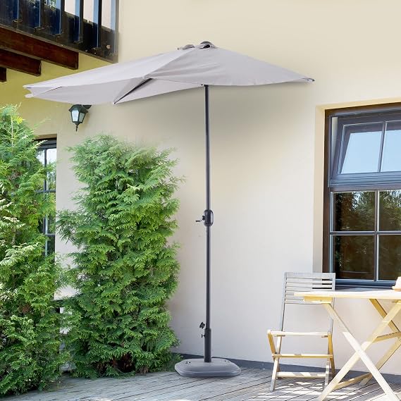 2 7m Green No Base Included Outsunny Balcony Half Parasol Semi Round Umbrella Patio Aluminium Frame Crank Handle Garden Outdoors Garden Furniture Accessories