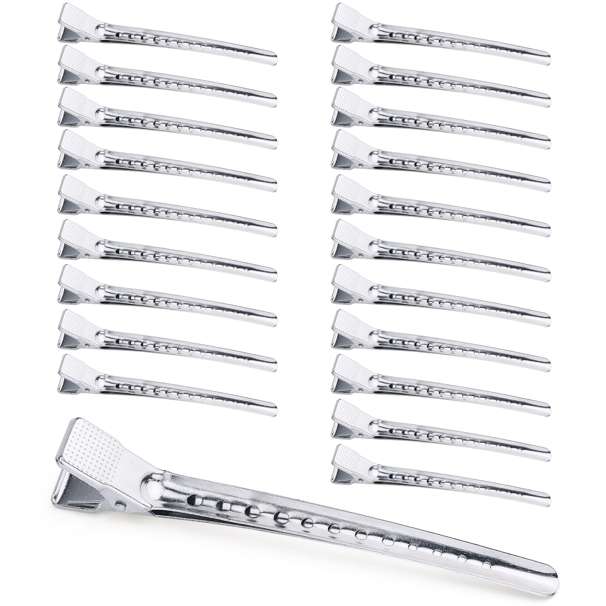 Mbsomnus 10.5 cm Large Hairdresser Section Clips, Pack of 20 Metal Hair Clips, Hairdressing Supplies, Silver EnteBill Hair Clips, Alligator Hair Clips with Holes, Hair Clips for Women, Girls, Salon — image 1