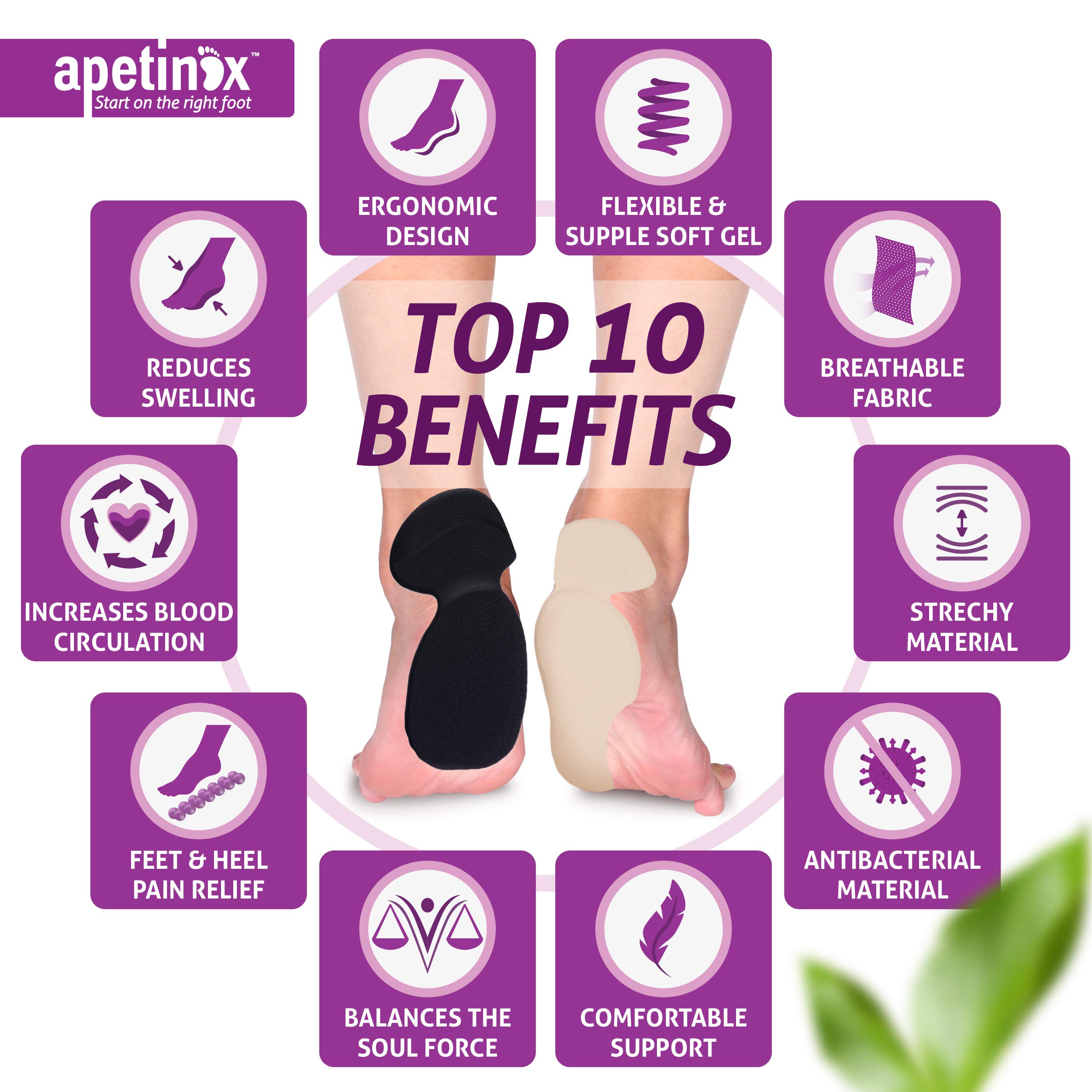 Apetinox Heel Cushion Inserts for Women - Heel Grips & Shoe Pads - Anti Slip Gel Back of Heel Liners, Blister Prevention, Pain Relief and Heel Protectors for Womens Loose Shoes and Too Big High Heels