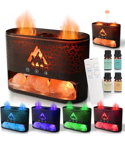 Fire Diffuser WIOR 2-in-1 Flame Essential Oil Diffuser - Himalayan Salt ...