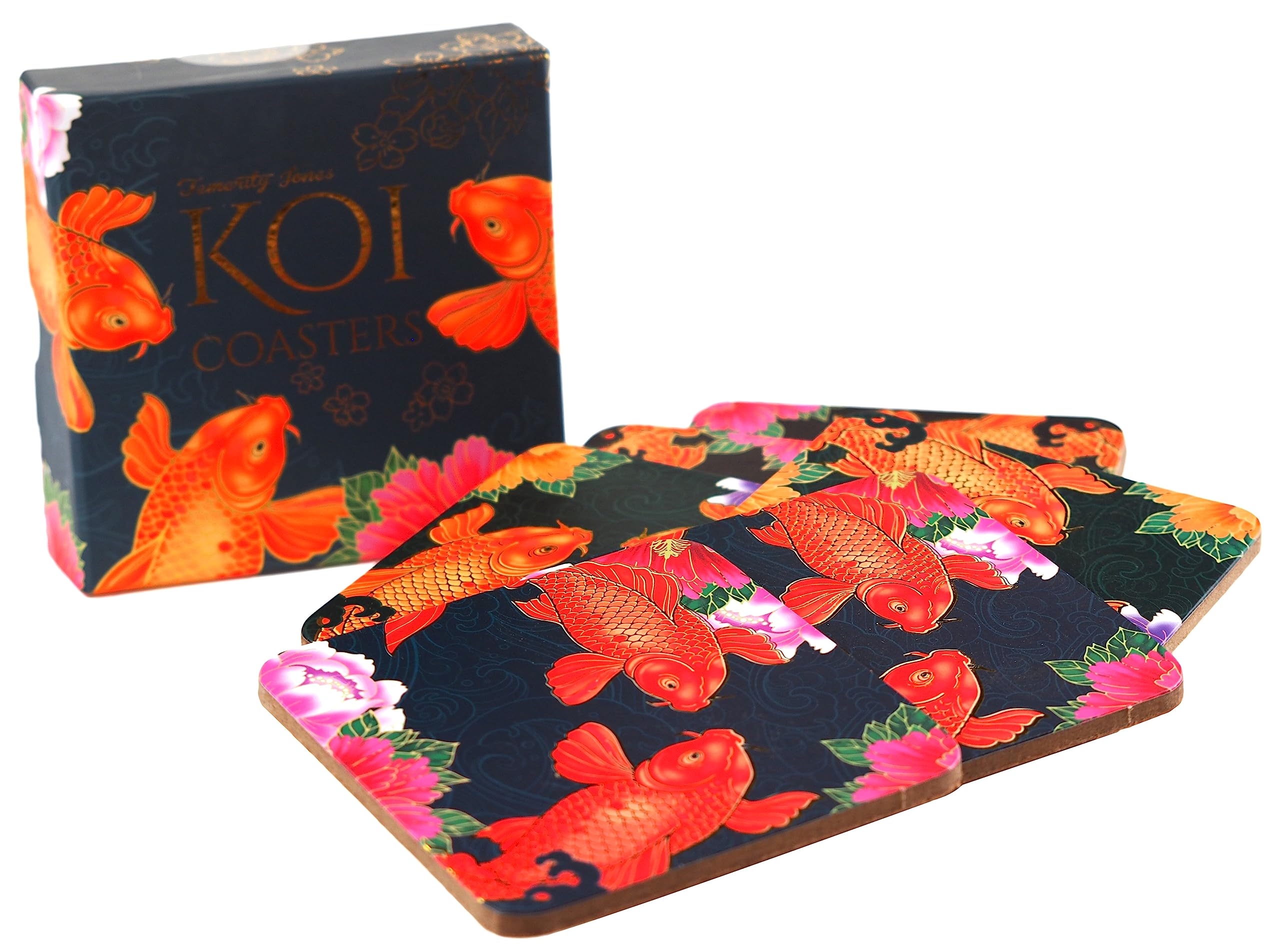 Carousel Home and Gifts Pack Of 6 Gorgeous Bright Koi Fish Coaster For Drinks ~ Coffee Table Mats