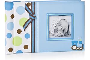 Pearhead Lil Peach Train Photo Brag Book, Baby Keepsake Album, 1 Pack, 12" x 12"