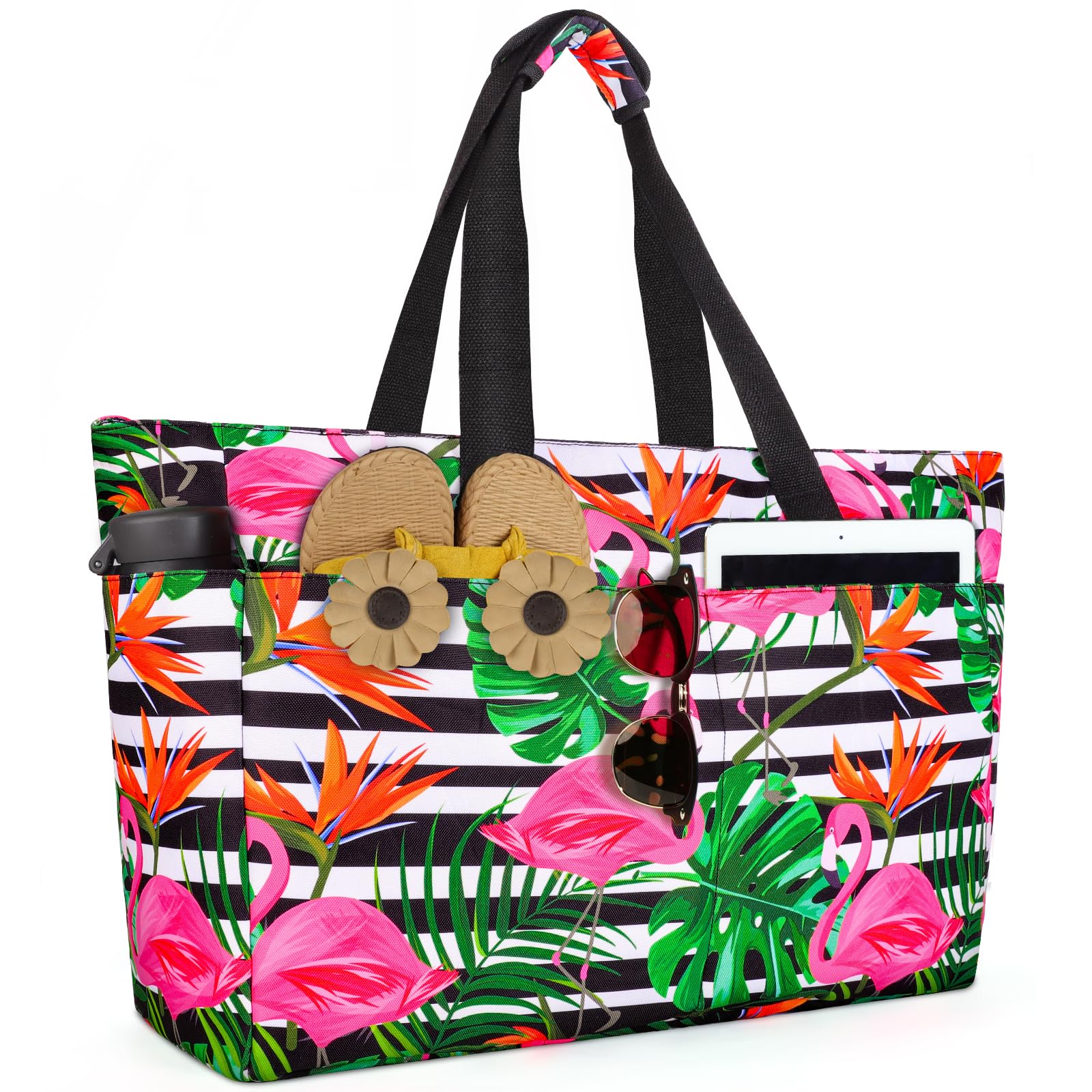 Photo 1 of ISEYOU Extra Large Beach Bag, Waterproof Beach Totes Bags with Zipper, Pool Bag with Wet Compartment, Lightweight Foldable Large Weekender Bags for Women Men, Perfect for Pool Travel Vacation Gym