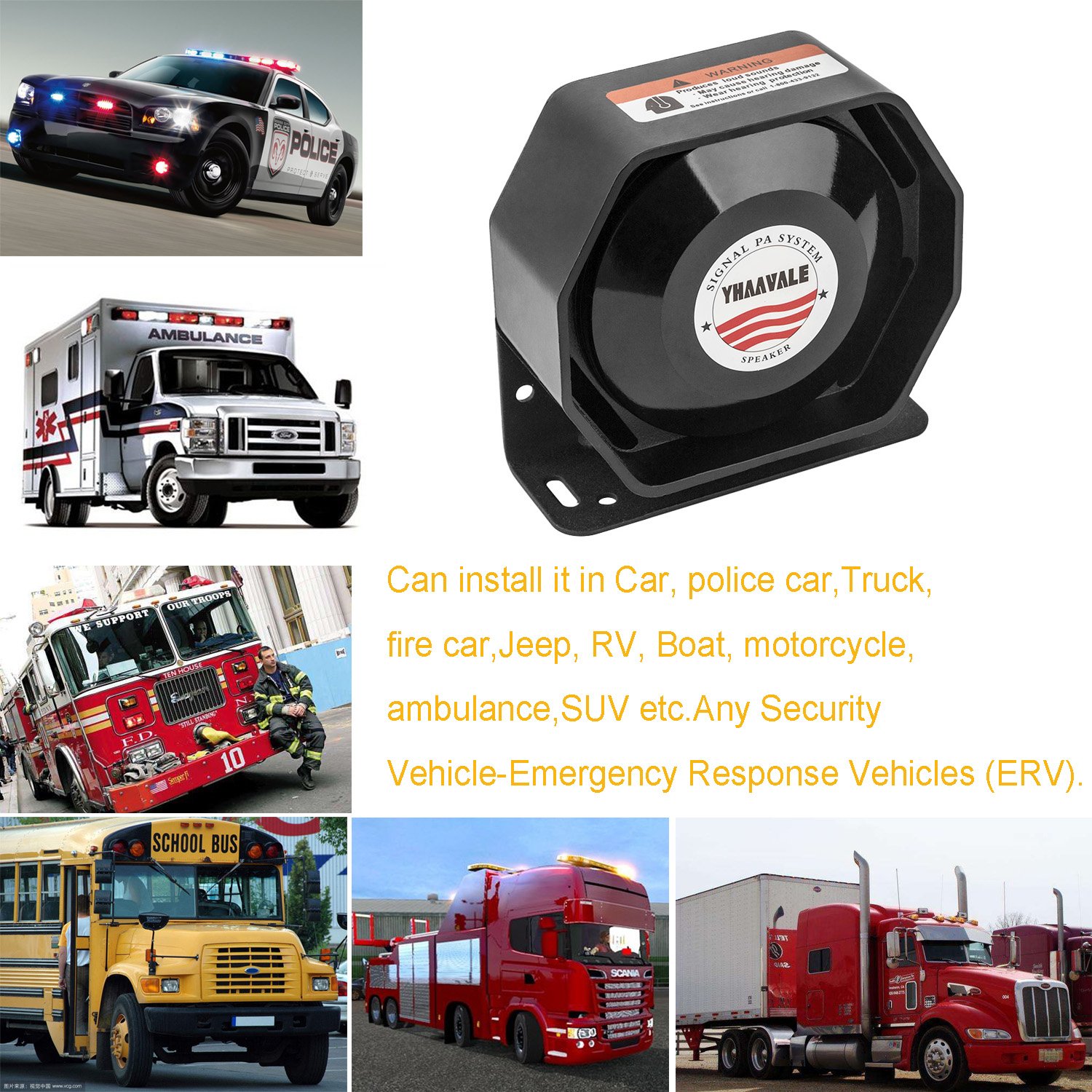 100W Ultra Slime Speaker Car Police Siren Metal Ultra Slime Octagon Compact Flat Speaker,DC12V,100W,Capable with Any 100 Watt Police Siren
