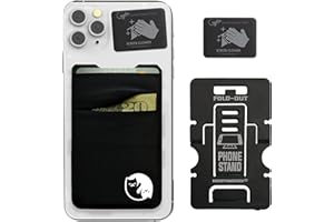 Gecko Travel Tech Double Pocket - Adhesive Card Holder - Cell Phone Pouch - Stick on Spandex Pocket - Carry Credit Cards and Cash - YIN YANG CAT