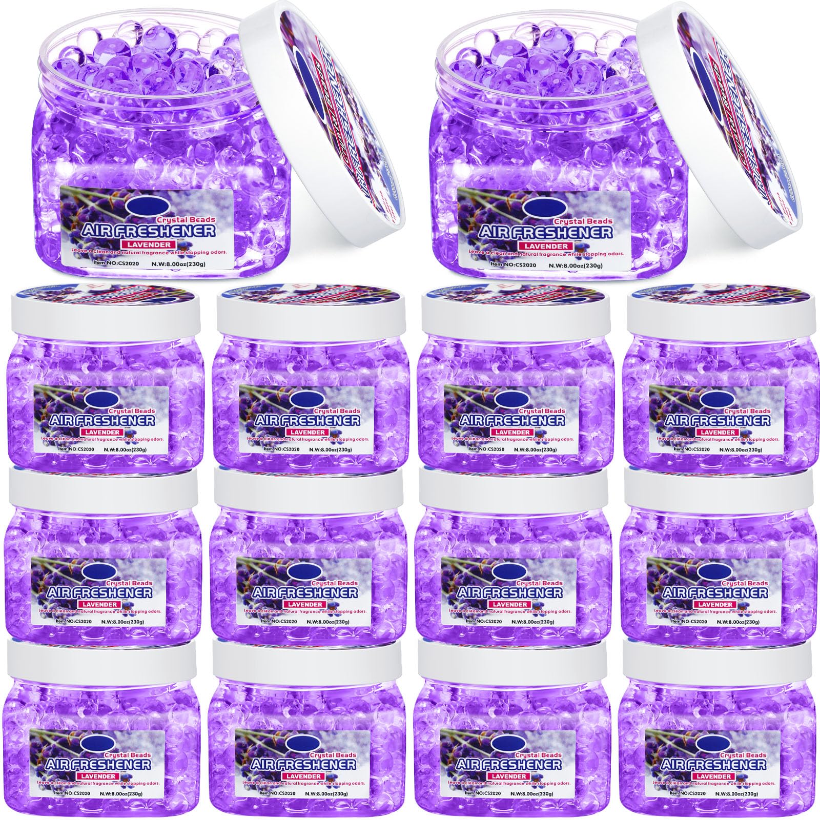 Photo 1 of Dansib 12 Pcs Air Freshener Gel Bulk Odor Eliminator Gel Beads 8 oz Long Lasting Air Freshener Beads Eliminates Odors in Home Bathrooms, Cars, Boats, Rvs and Pet Areas(Lavender)
