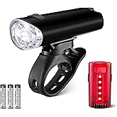 Amazon Basics Bike Lights for Day/Night Riding, Bicycle Lights Front and Back, Headlight Black, Taillight Red, Three Lighting Modes, Versatile Mounting Options