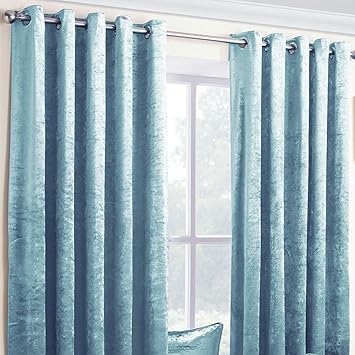 Duck Egg Blue Luxury Heavy Weight Velvet Eyelet Ring Top Readymade