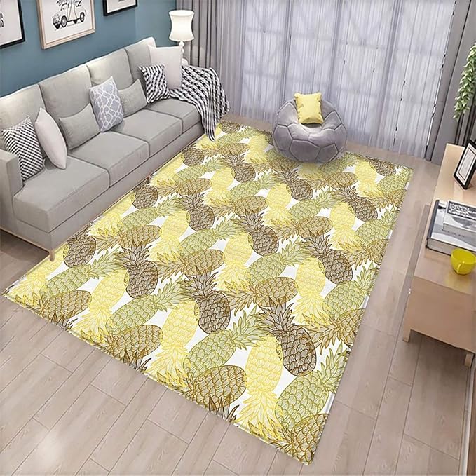 Pineapple Decor Bedroom Floor mat Summer Themed Drawn