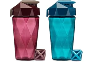 Keelo Bottle Classic 20 oz Blender Shaker Bottle | Protein Shaker Bottle with Diamond Agitator | Shaker Cup with Carrying Handle and Dishwasher Safe | 2 Pack - Teal & Maroon