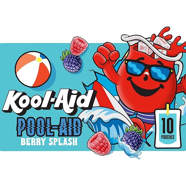 KOOL-AID POOL-AID BERRY SPLASH FLAVORED DRINK, 10 CT BOX, 6 OZ POUCHES