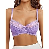 Avidlove Women's Sexy Lace Bra Mesh Balconette Underwire Unlined Everyday Bra Lingerie