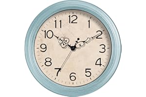 KECYET Wall Clock, Vintage, 12 Inch Kitchen Wall Clocks Battery Operated Non Ticking, Silent Retro Teal Clock Decorative for Living Room, Bathroom, Office, Home, Farmhouse