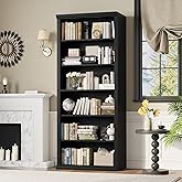 Rresyet Bookcase and Bookshelves, 28" W Tall Bookshelf with Elegant Design, 6 Tiers Spacious Book Storage, Freestanding Book 