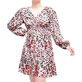 2025 Boho Floral Dresses Long Sleeve Dress for Women V Neck Sundress Casual Dress for Women Outing & Daily