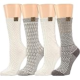 BEARPAW Womens 4 Pair Pack Super Soft Modern Multicolor Assorted Easy Care Diamond Fairisle Boot Socks