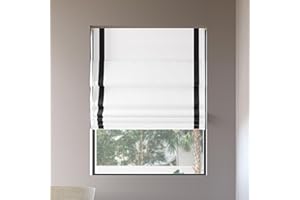 Sun Zero Denna Black Ribbon Border 100% Total Blackout Cordless Roman Shade, Black, 33" W x 64" L
