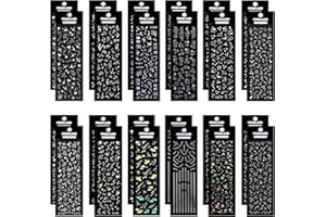 FGISAR 24 Sheets Holographic Kpop Deco Stickers Korean Stickers for Photocards Self Adhesive Clear Glitter Star Moon Butterfly Bubbles Decals for Album Scrapbook Journal Planner for DIY Decoration