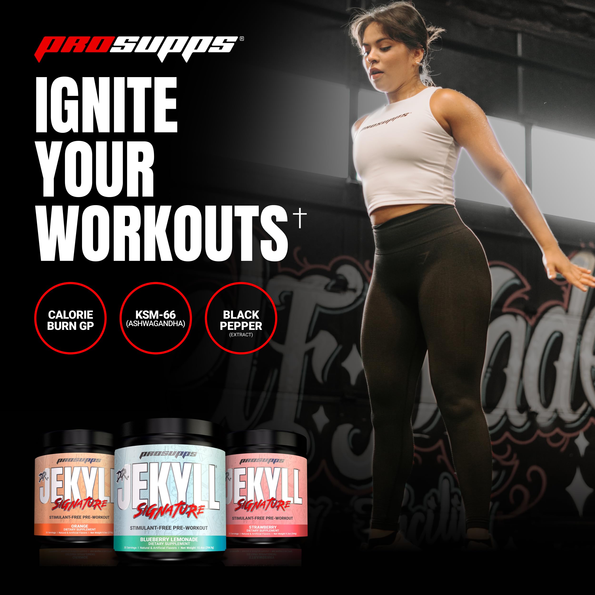 PROSUPPS Dr. Jekyll Signature Pre Workout Powder with Creatine - Stim-Free Preworkout Supports Focus & Endurance - Caffeine-Free Gym & Fitness Supplements (Blueberry Lemonade, 30 Servings)