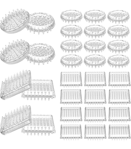 12-Pack Clear Plastic Carpet Protectors - Round & Square Spike Cups For Furniture Legs