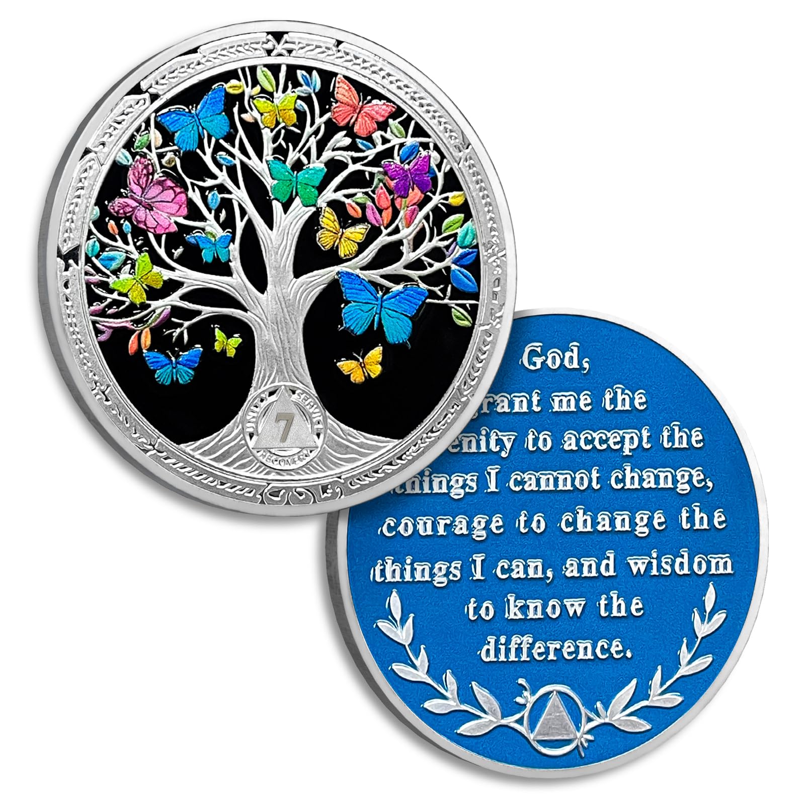 7 Month Sobriety Coin Butterfly Tree of Life AA Chips and Medallions Sobriety Recovery Chip Sober Token Sobriety Gifts for Men Women Alcoholics Anonymous Gift
