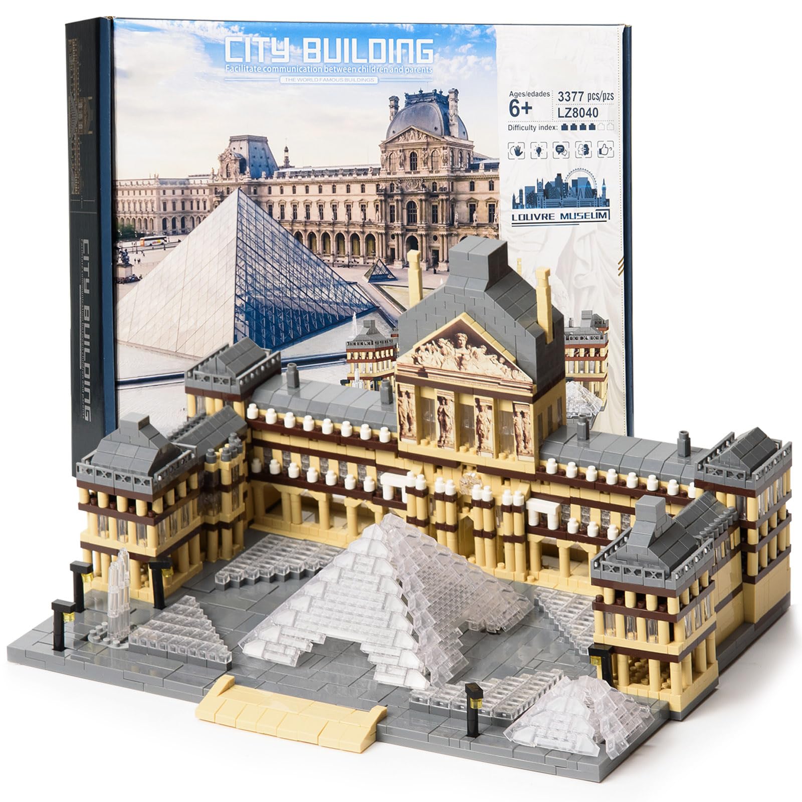 Aigidusansu Paris Louvre Micro Blocks Set, 3377pcs World Architecture Mini Diamond Blocks Bricks, Building Toy 3D puzzle for Adults 14+ Teens