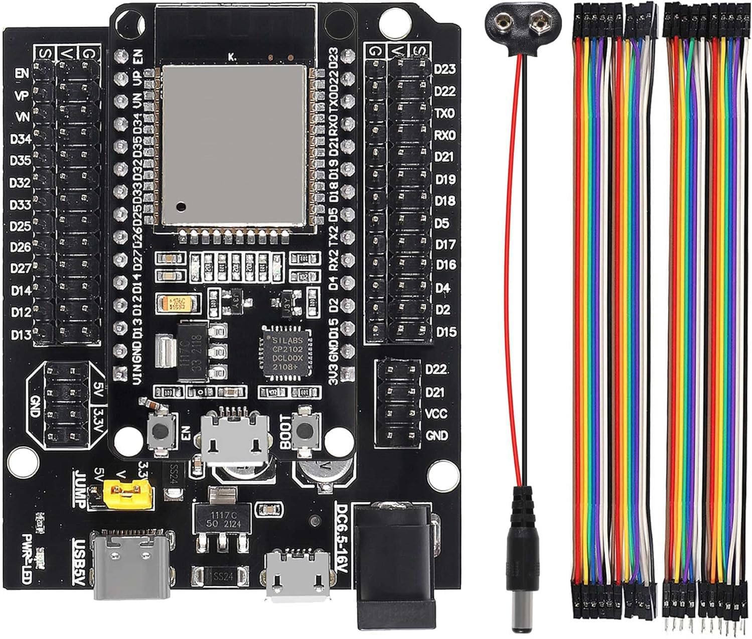 AEDIKO ESP32 ESP-32S Development Board 30Pins CP2102 2.4 GHz WiFi Bluetooth Dual Core Board With...