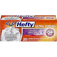 Hefty Ultra Strong Tall Kitchen Trash Bags, Lavender & Sweet Vanilla Scent, 13 Gallon, 20 Count