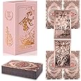 lrjrizzo Waterproof Tarot Cards with Meanings on Them Gold Tarot Cards with Guide Book Gold Foil for Beginners 78 Classic Origina Rider Waite Taro Deck Fortune Telling Game