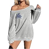 RoseSeek Women's Oversized Off the Shoulder Sweatshirts Graphic Long Sleeve Pullover Tops Y2k Fall Outfits