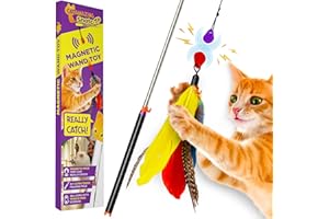 Cat Amazing Snatch - Magnetic Cat Wand Toy! Telescoping, Durable Feather Toy for Cats - Fishing Pole & Teaser Wand String Stick - Cats Can Really Catch!