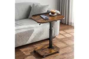 C Table End Table Adjustable Height, Rolling TV Tray Table for Small Spaces 180° Flip-Over Panel & 360° Swivel Casters,C Shap