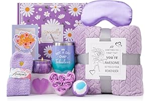 Birthday Gifts Basket for Women,Get Well Soon Thinking of You Gift Relaxing Spa Bath Self Care Package Box w/Luxury Flannel B