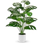 Der Rose 28" Fake Plants Large Artificial Monstera Faux Potted Plants Indoor Tall for Outdoor Living Room House Floor Front Porch Tree Decor