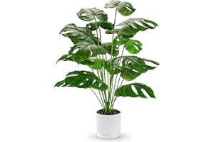 Der Rose 28" Fake Plants Large Artificial Monstera Faux Potted Plants Indoor Tall for Outdoor Living Room House Floor Front Porch Tree Decor