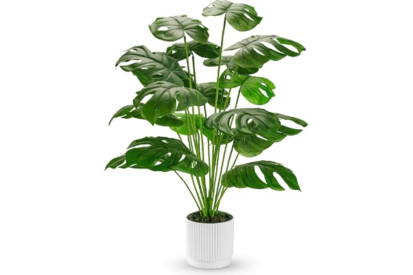 Der Rose 28" Fake Plants Large Artificial Monstera Faux Plants Tall for Outdoor Living Room Floor Front Porch Tree Decor Indo