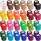 Allruyee 48 PCS Self Adhesive Bandage Wrap 2" X 5 Yards Elastic Cohesive Bandage Wrap Bandage Wrap Rolls Elastic Self-Adherent Tape for Stretch Athletic, Sports, Wrist, Ankle