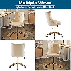 VINGLI Olive Green Velvet Armless Office Desk Chair