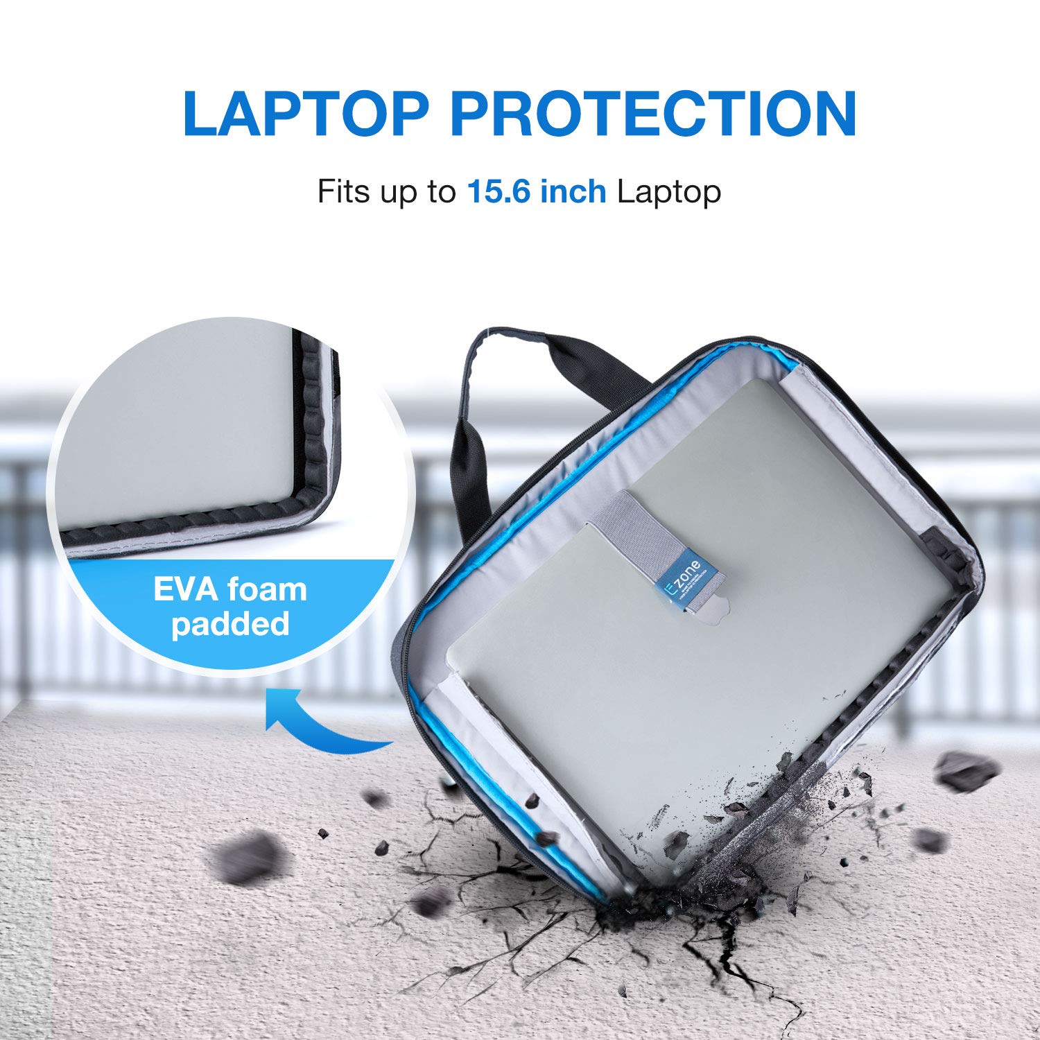 BAGSMART Laptop Bag, 15.6 Inch Computer Bag, Water Resistant Laptop Briefcase, RFID Blocking Messenger Shoulder Bag, Laptop Case for Men, Business, School, Travel, Blue