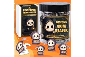 KATINAT Emotional Support Grim Reaper – Positive Grim Reaper Jar, Dark Humor Spooky Gifts, Halloween Basket Stuffers for Adults Women Men & Funny Halloween Gifts for Adults, Coworkers, Boo Basket Stuffers
