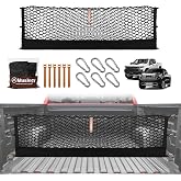Muslogy Cargo Net for 2013-2026 Chevy Silverado GMC Sierra 1500/2500/3500HD | Custom Fit, Truck Bed Storage Organizer Net for Pickup Truck Bed Divider, Heavy Duty Carabiners, Night Visible Grab Handle