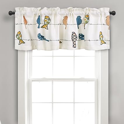 Lush Decor Rowley Birds Room Darkening Window Curtain Valance, 18 x 52, Multicolor