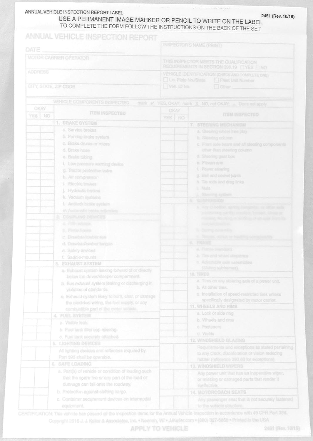 25 Annual Vehicle Inspection Form And Label Labels Ideas For You