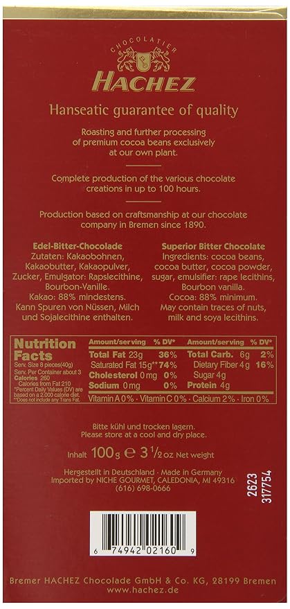 Hachez, Classic Premier cru 88% cocoa superior bitter chocolate (674942021609)