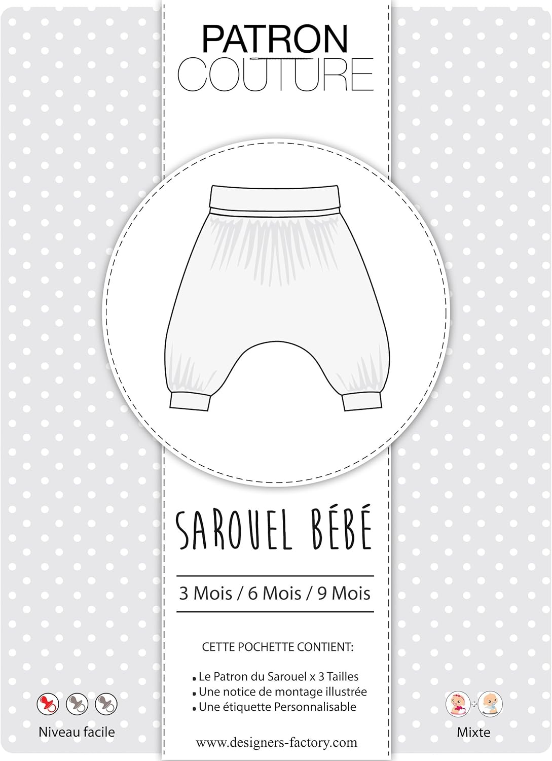 Designers Factory Patron Sarouel Bebe Pack 3 Tailles 12m 18m 24m Amazon Fr Cuisine Maison