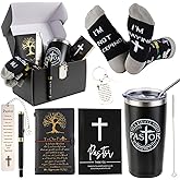 Bayelove Pastor Appreciation Gifts for Men Christian Pastor Gifts Unique Pastor Gifts for Pastors Including Leather Journal Pastor Tumbler Keychain Socks Pen Bookmarks Gift Card for Birthday Christmas