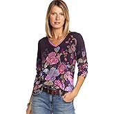 Johnny Was Janie Favorite Long Floral Tee Special Valeria Purple Top Shirt New
