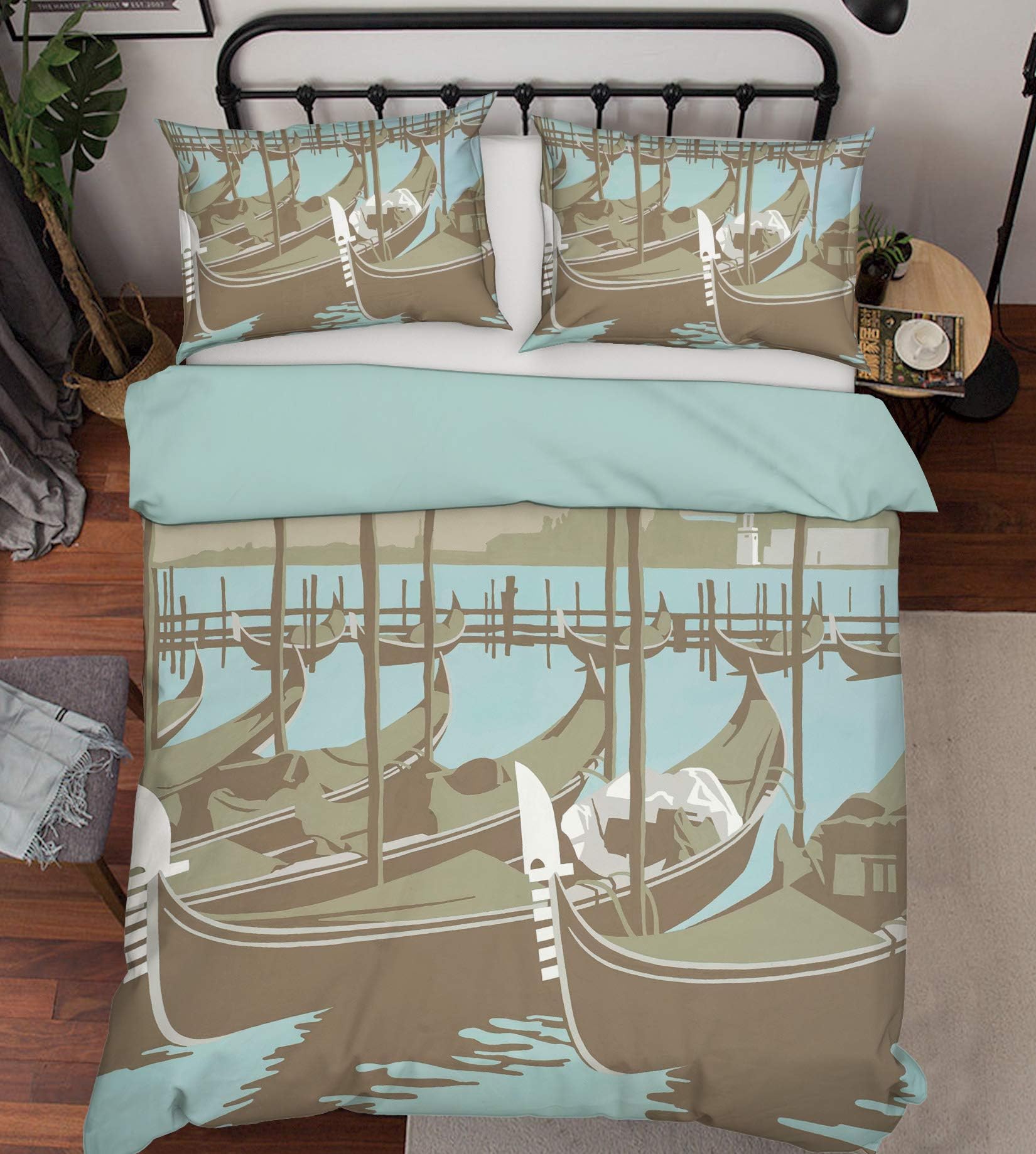 3D Pier Boat 0576 Game Bedding Pillowcases Quilt Duvet Cover Set Single Queen King | 3D Photo Bedding, AJ US Steve Read Muzi (Double)