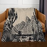 ANIOXCK Throw Blanket for Couch, 300GSM Warm Soft Cozy Flannel Blanket, Cute Blanket for All Seasons Bedroom Home Decor Gifts, Retro Boho Mountain 50x60 Inches